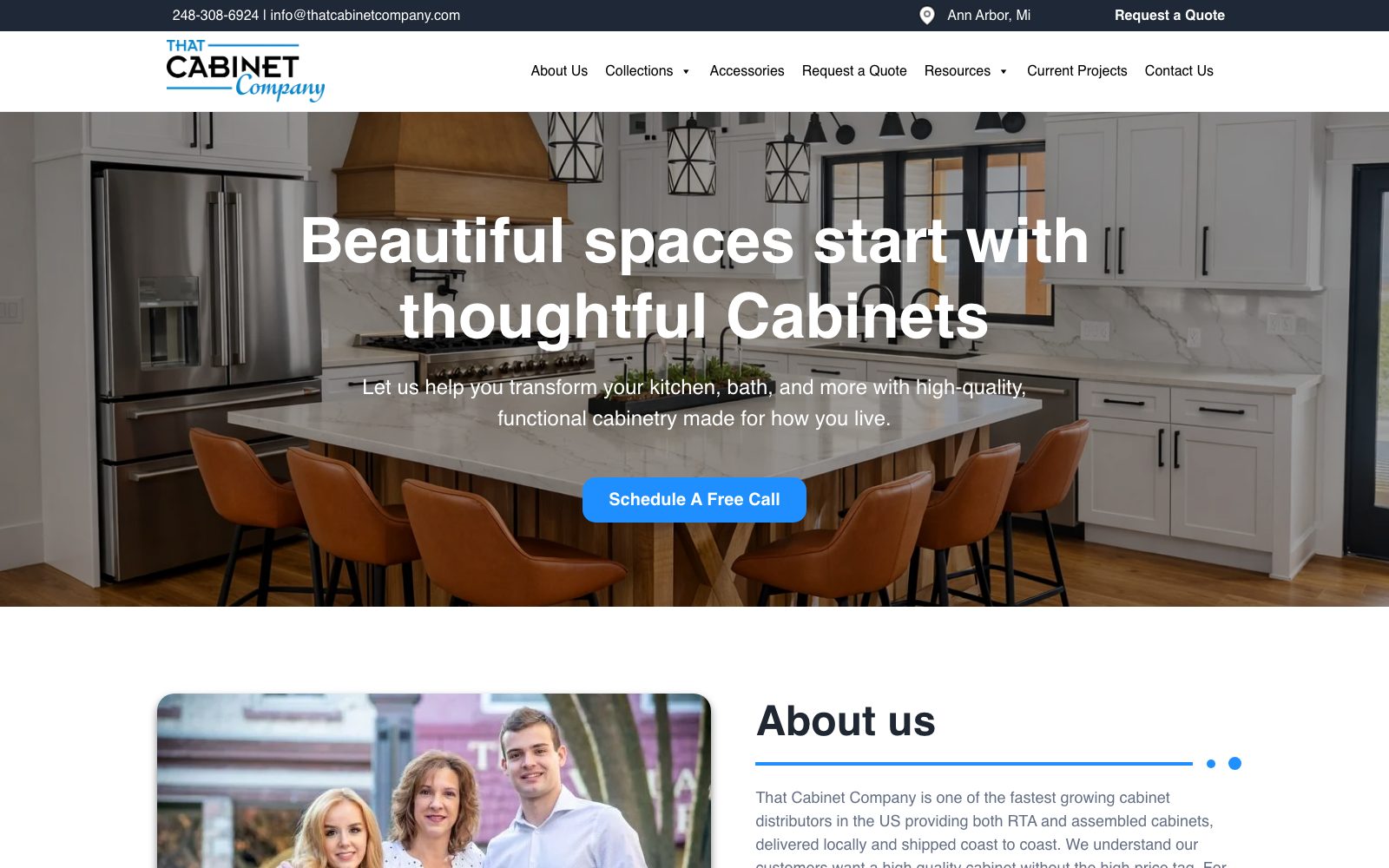 The current thatcabinetcompanycompany.com homepage