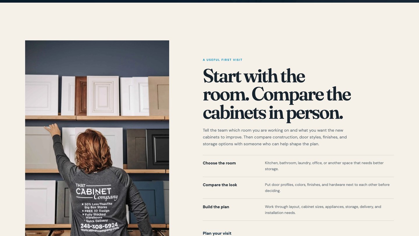 The service section of the new homepage