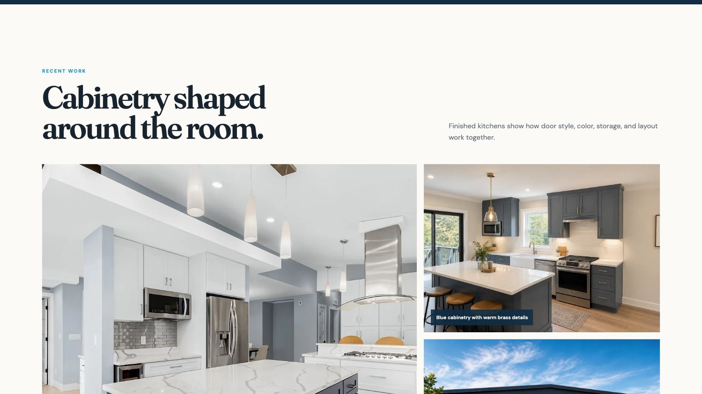 The project section of the new homepage